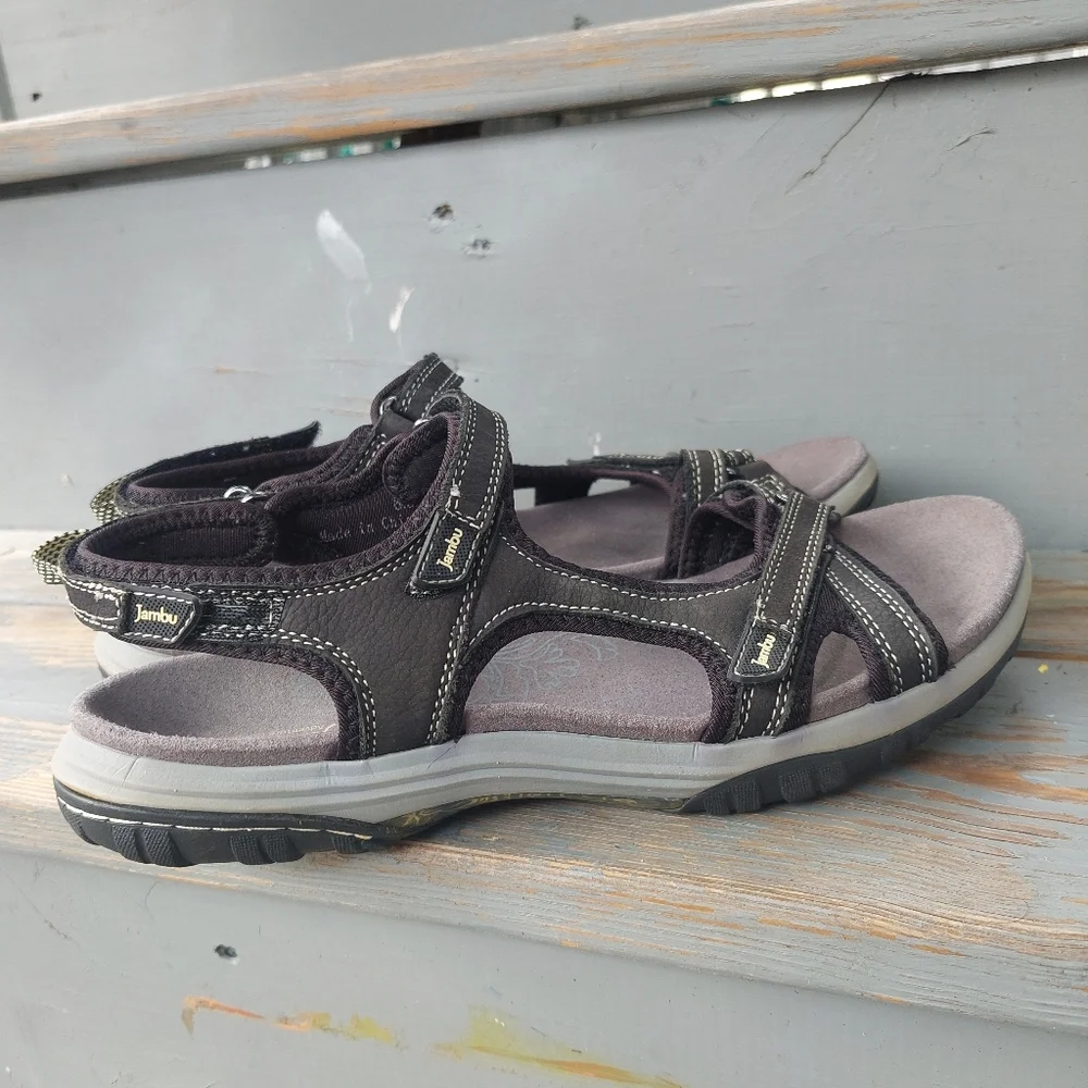 JAMBU All Terra Design Womens Sandals Leather Black Size 8.5M